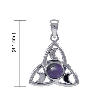 Celestial Triquetra Sterling Silver Pendant with Gem TP3270